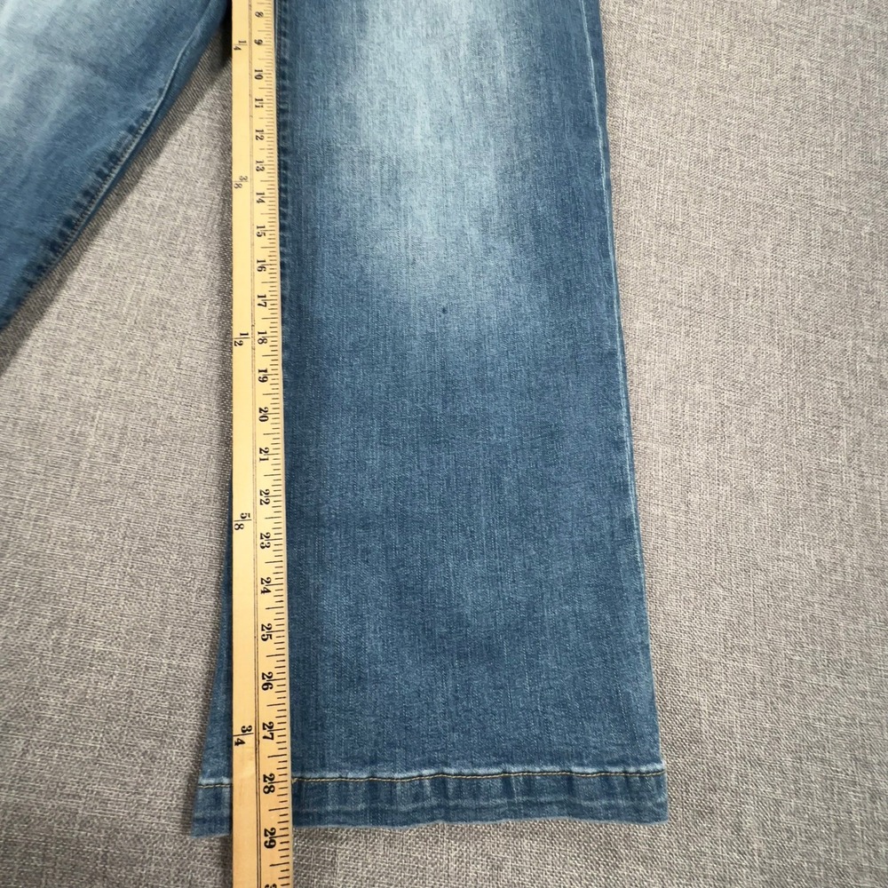 Flamingals Wide Leg Mid Waist Baggy Jeans Womens XS Blue Stitch Detail Y2K NEW - Picture 9 of 12